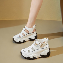 ins韩版老爹凉鞋女2025新款高跟厚底镂空运动凉鞋内增高小个休闲