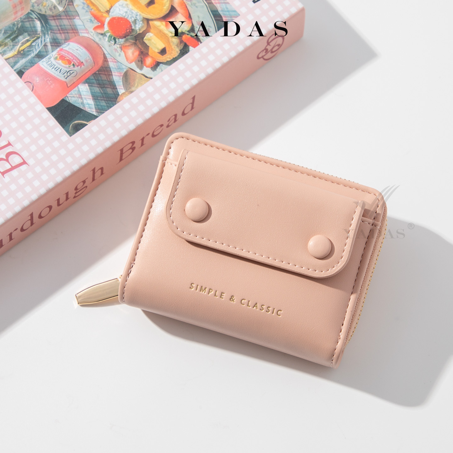 Monedero corto coreano retro ins viento suave billetera pegajosa bolsa de tarjetas bancarias portátiles cremallera bolsa de cambio de línea oscura