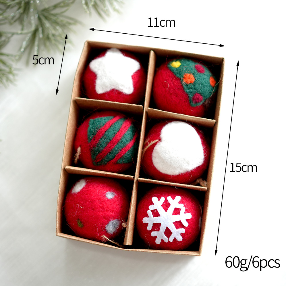 Bola de lana caja decorativa BOLA DE Navidad patrón de dibujos animados árbol de Navidad colgante Regalo De vacaciones decoración de la ventana color mezclado