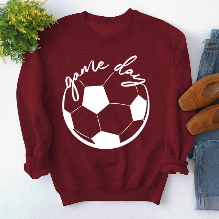 Amazon suéter simple cuello redondo en stock europeo y americano Top manga larga día juego impreso Loose comercio exterior