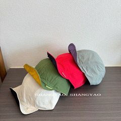 两面可带韩版Ins拼色春秋儿童鸭舌帽男女宝宝软沿 遮阳亲子棒球帽