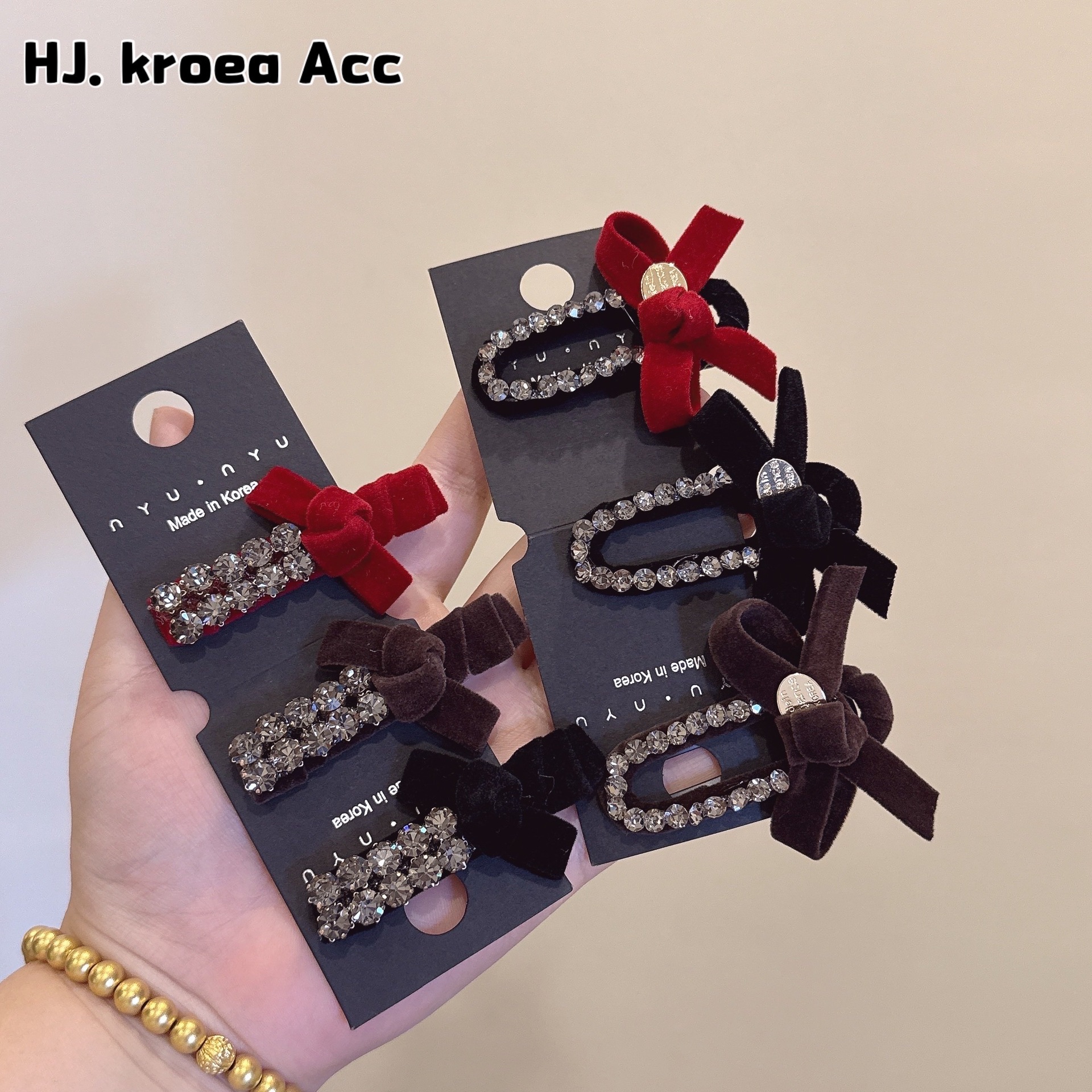 泡菜款~水鑽蝴蝶結鴨嘴秋冬新款絲絨劉海夾簡約氣質碎髮夾側邊夾