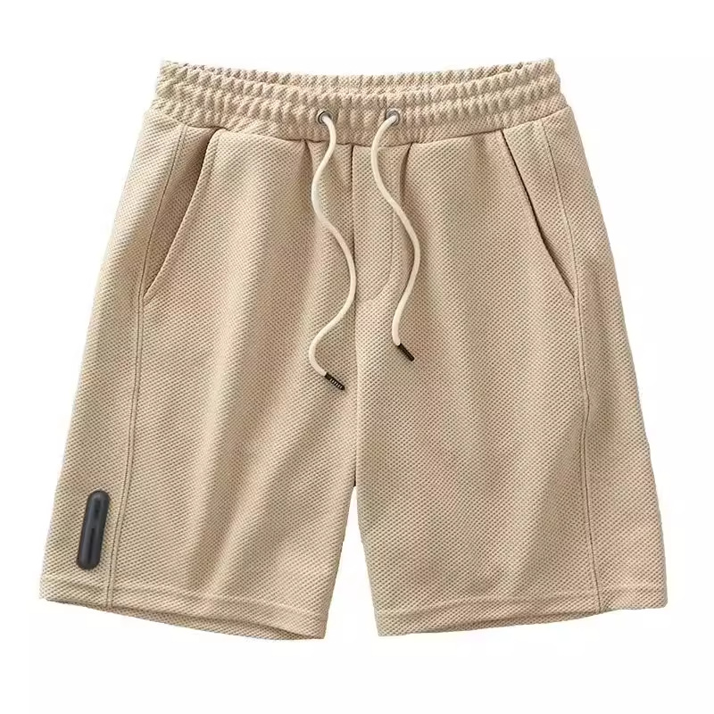 Pantaloncini casual da uomo in maglia waffle con trama a nido d'ape e stampa ananas, traspiranti e dalla vestibilità ampia, ideali per l'estate e l'attività sportiva._voghion.com