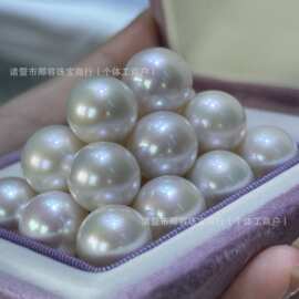 天然淡水珍珠爱迪生镜面光正圆14-15mm裸珠可配对做素钉可diy诸暨