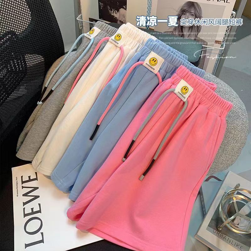 Girls' Pants Summer 2024 New Style Middle and Large Children's Sports Shorts Girls Solid Color Loose Casual Pants