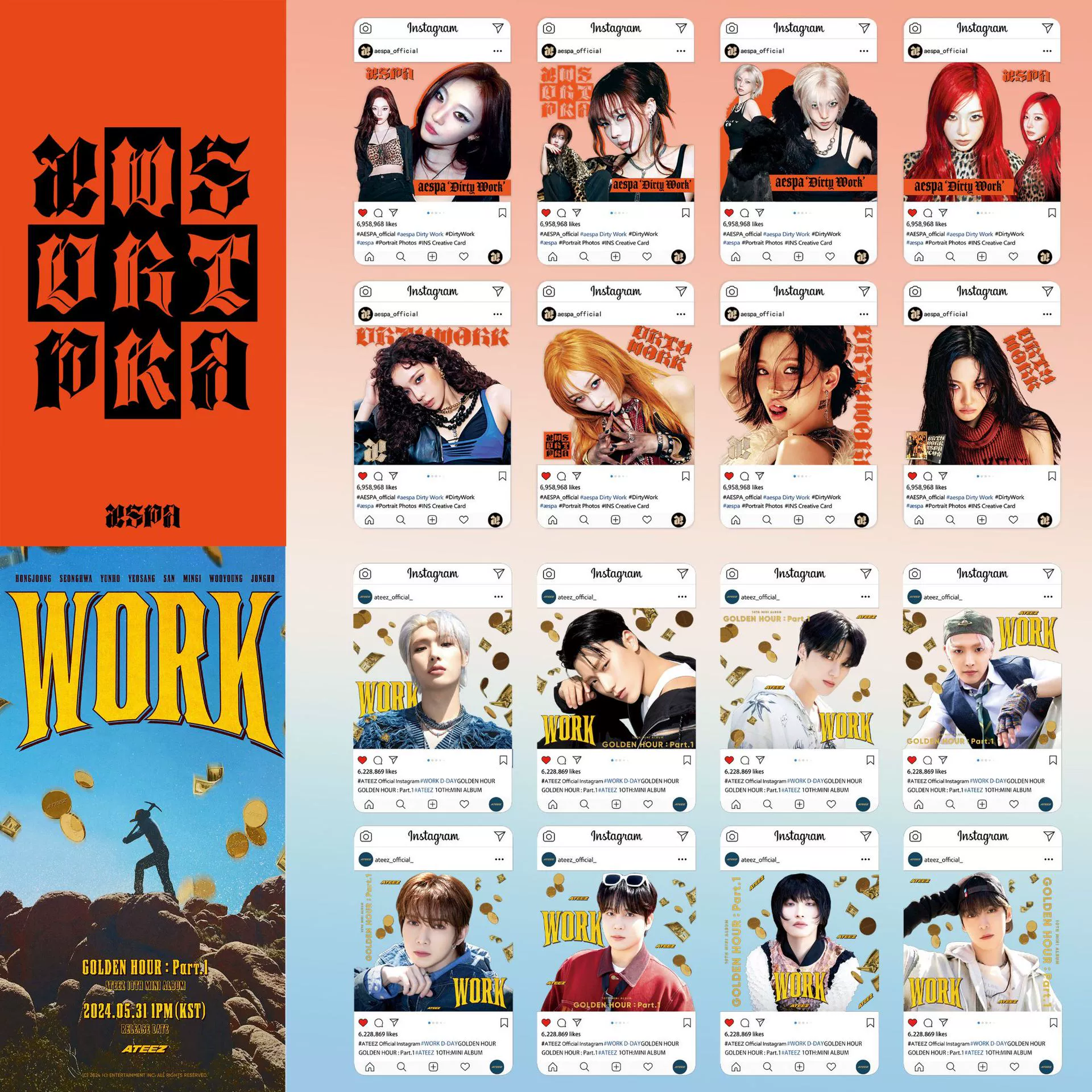 Новый альбом Aespa Dirty Work периферийная карта, коллекция карточек альбома ATEEZ, pvc карта