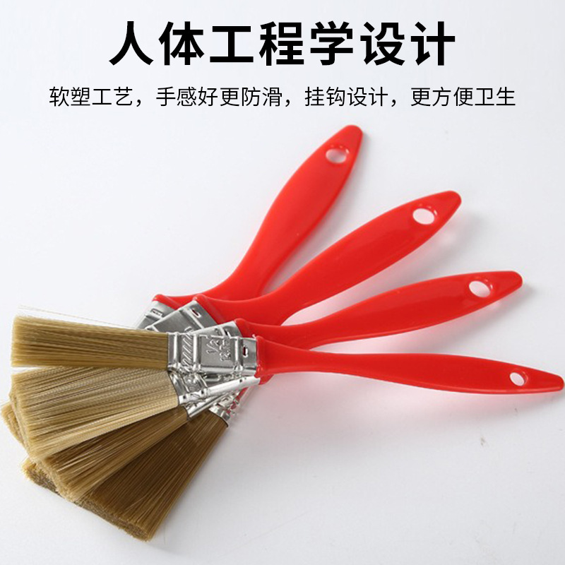 Pincel pequeño, pincel de cerdas pequeñas con mango de plástico, herramientas de pintura y decoración al por mayor, pincel de pintura ultrafino de 0.5 pulgadas y 1 pulgada con cerdas gruesas