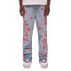 Cross-border supply of young men's micro-Denim European and American street fashion ins blue plum blossom embroidery micro-pants