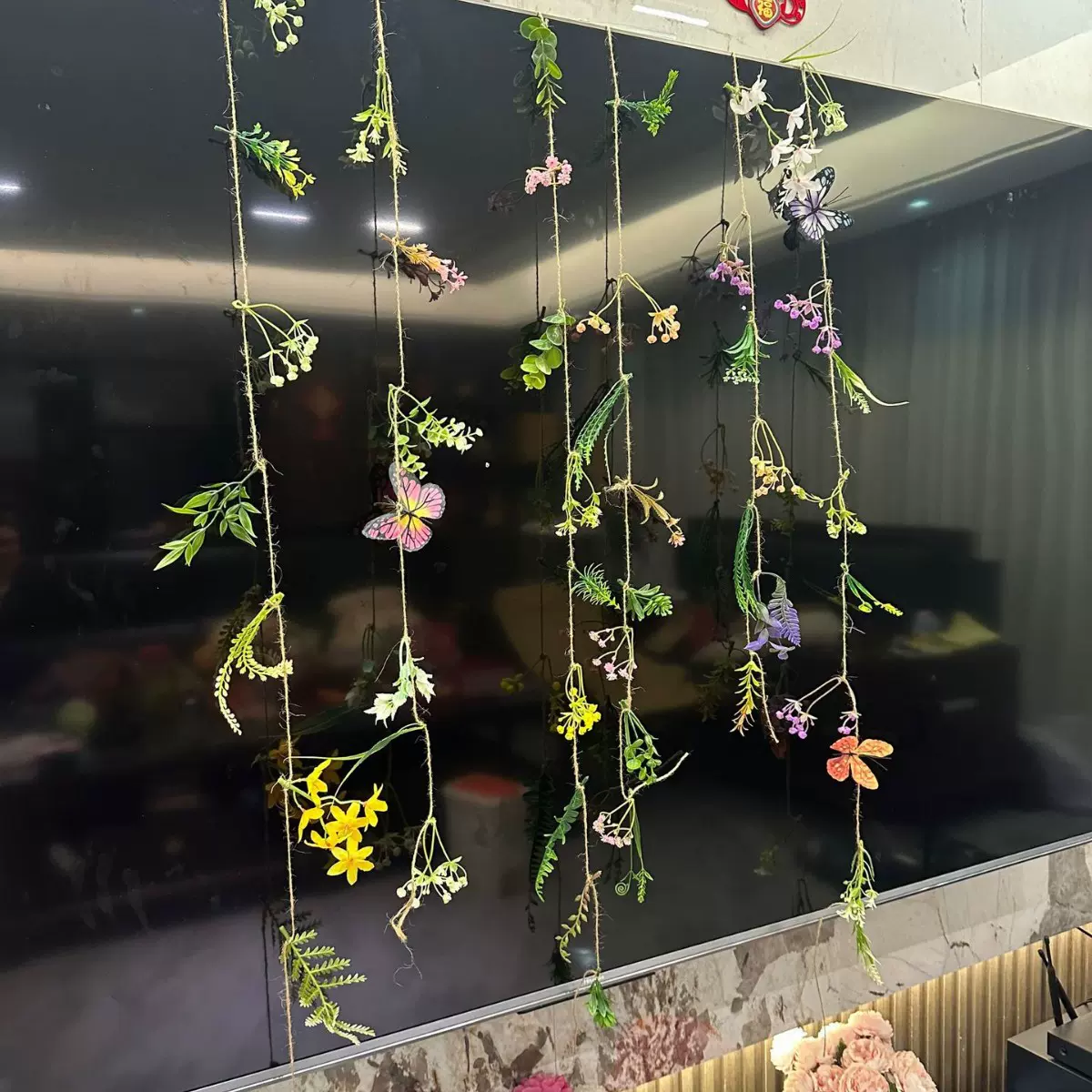 新品悬浮花门帘花艺花墙花朵空中花海鲜花瀑布氛围感场景拍摄道具