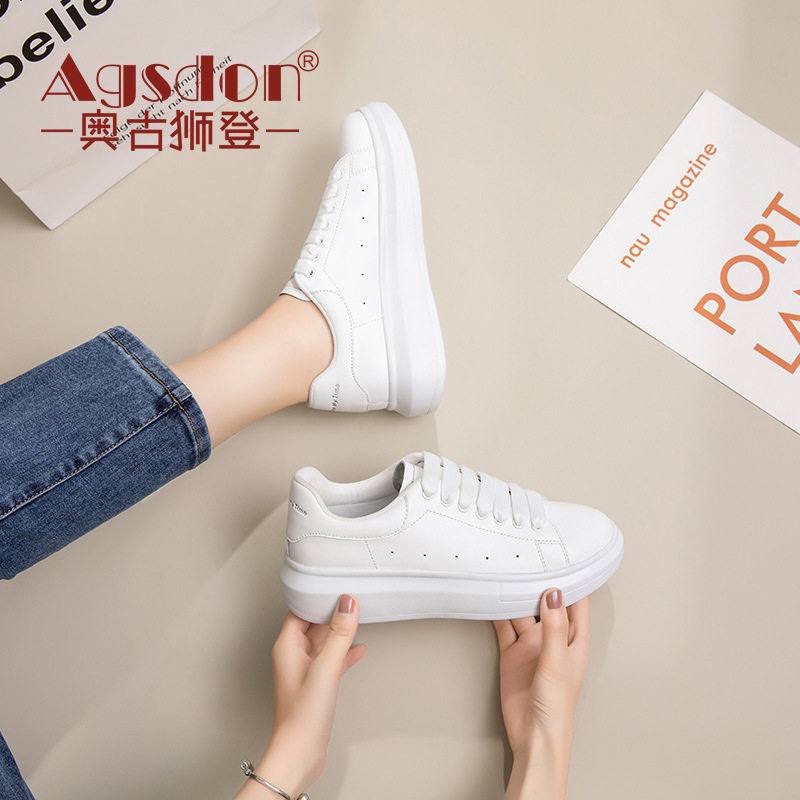 Zapatos Blancos Augu Shiden para Mujer, Primavera 2026, Estilo Coreano, Suela Gruesa, Casuales, Deportivos, Modernos