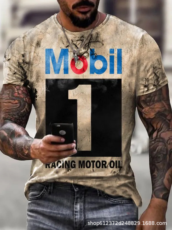 Fabricante de la fuente de los hombres de la camisa de manga corta de la calle Nueva Venta caliente de comercio electrónico transfronterizo camiseta impresa 3D arte flexible