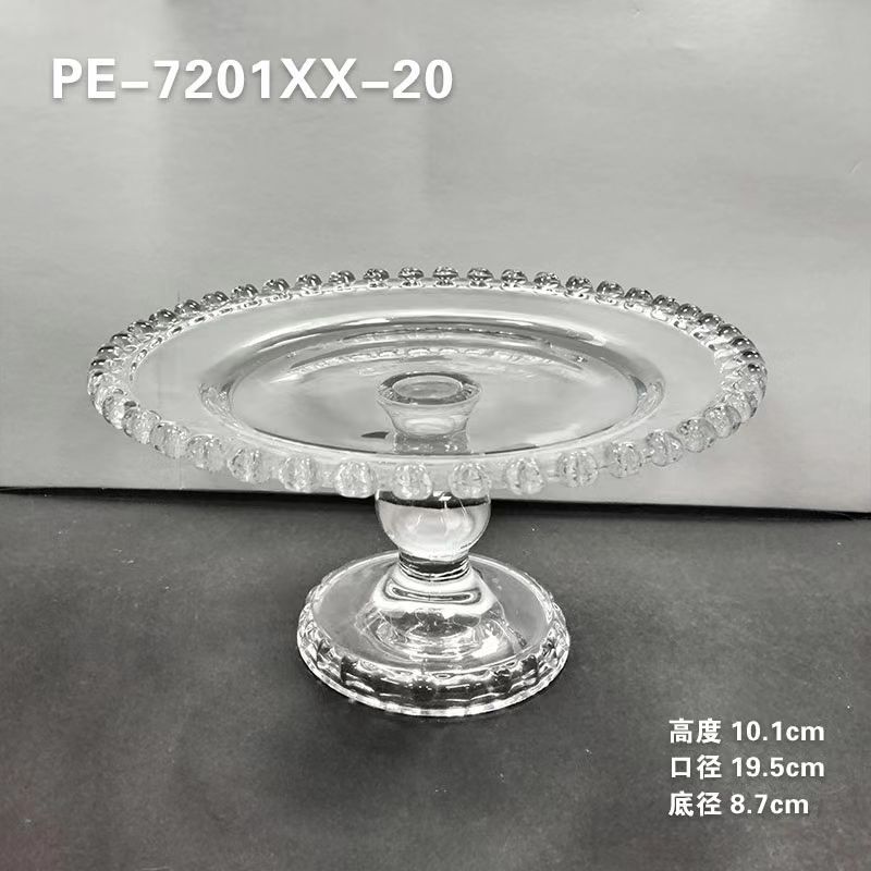 Plato de cristal para frutas con diseño de corazón de melocotón y base alta, 32 cm, cubierta de cristal antipolvo, cuenco de cristal con lunares, plato ovalado de cristal para frutas