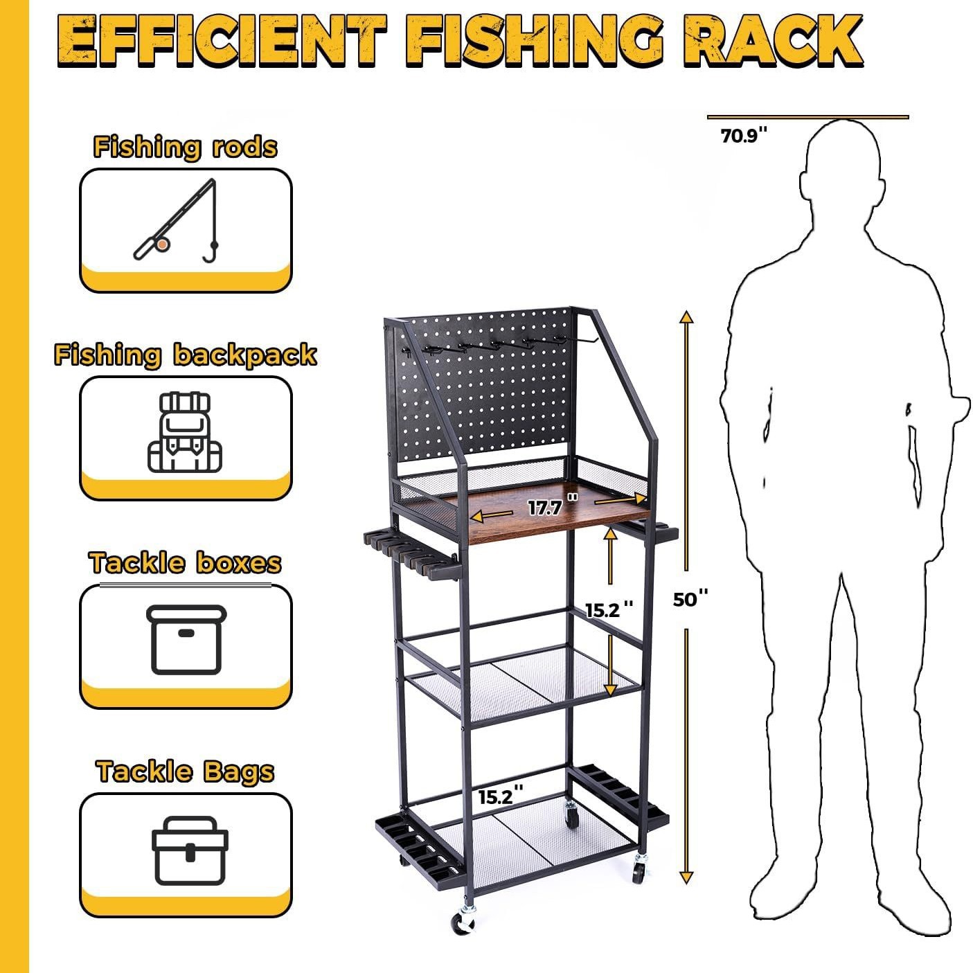 Cross-border multifunctional fishing rod storage rack tool fishing tackle box reel storage multi-layer storage for fishing carts 2