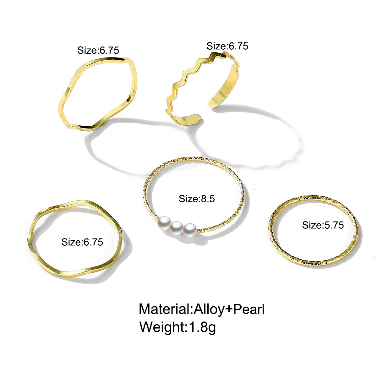 Simple Geometric Ring Five-piece Set display picture 1