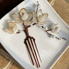 古风发梳白玉兰发簪发钗发夹u钗木簪汉服配饰头饰