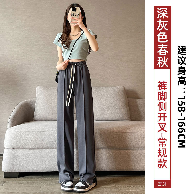 Pantalones de piernas anchas de primavera y otoño de 2025 nuevos pantalones deportivos casuales de tamaño pequeño gris