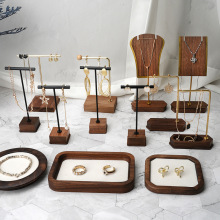 铜木胡桃木饰品展示架耳钉耳环珠宝陈列道具拍摄首饰展位摆件