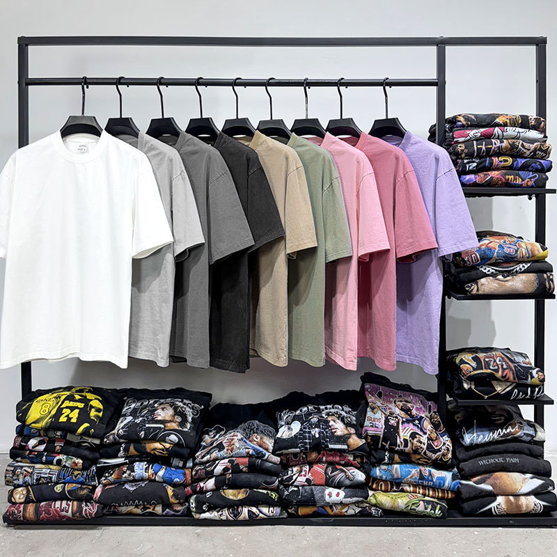 European and American cross-border heavyweight 260G pure cotton wash solid color short-sleeved T-shirt oversize retro loose casual wholesale