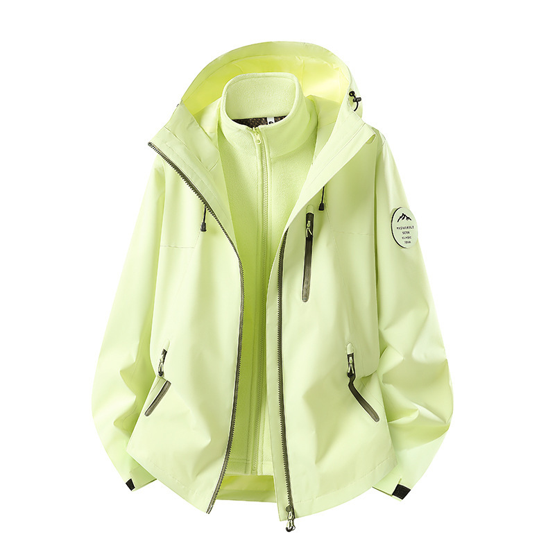 Women's 3-in-1 outdoor windproof, waterproof, and warm two-piece jacket, small size mountaineering jacket for men