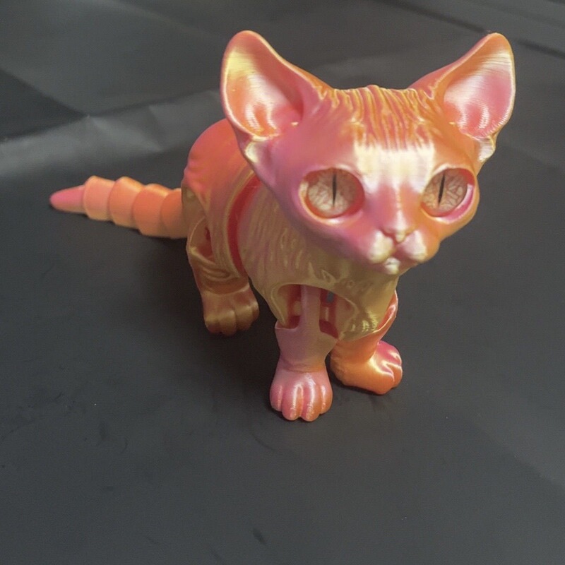 3Dプリント可动プラスチック毛なし猫フィギュア动物置物女の子男の子子供玩具プレゼント超萌え|undefined