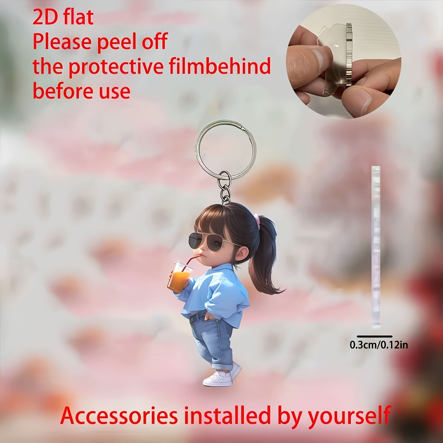 跨境爆款亚克力平面印刷可爱小姑娘装饰品装饰挂件