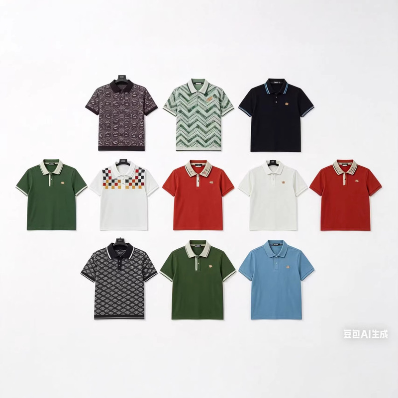 Ca Kasa Trendy Brand All-Over Jacquard Letter Logo Unisex Short-Sleeve Knit Polo Shirt Cross-Border Wholesale