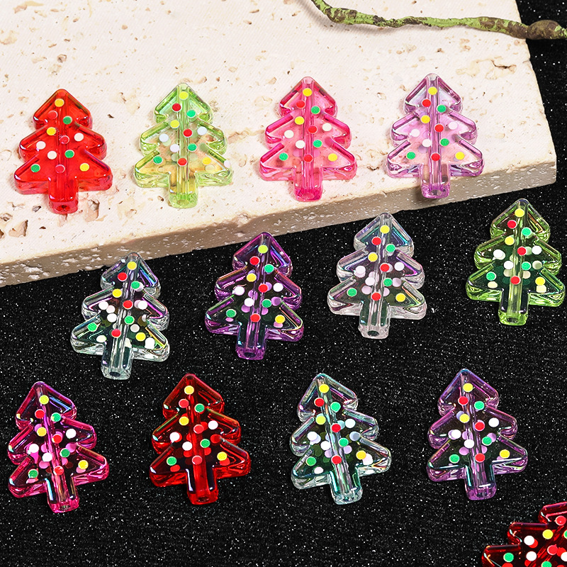 アクリル両面波点クリスマスツリービーズdiyクリスマスアクセサリー携帯電話チェーンビーズキーホルダーペンダント|undefined
