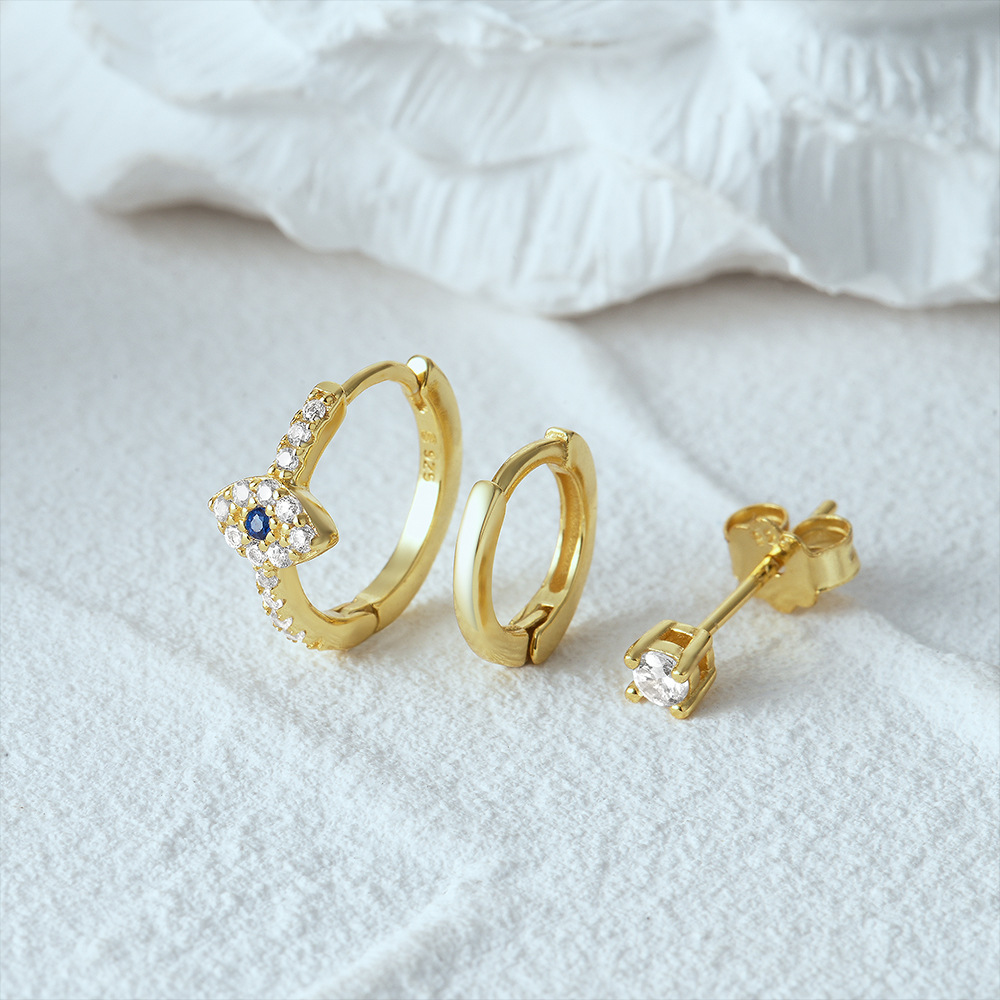 4g Weight Zircon Inlay Material Earrings Classification 3 Pieces Set Quantity Daily Occasion 925 Sterling Silver Material Geometric Pattern Women's Gender Plating, Inlay Design Simple Style Style 3 Pieces Set 925 Sterling Silver Zircon Geometric Earrings 59