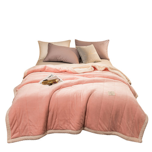 Three-layer quilt with hollow cotton for warmth and leisure, suitable for napping, corporate gifts, thickened milk velvet blanket