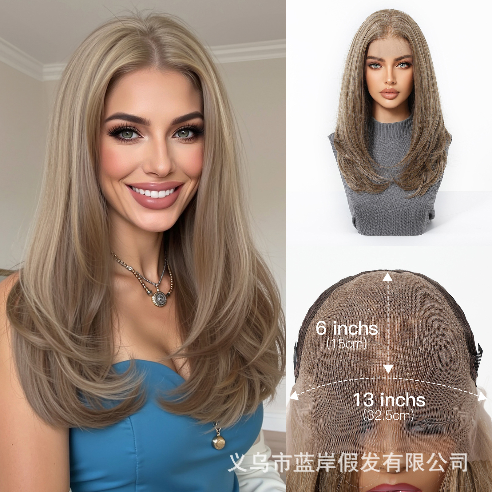 Europa y los Estados Unidos red ventas calientes de gran área de encaje pelucas de cabello de mujer cubierta de cabeza mate de alta temperatura fábrica de fibra química de seda en stock