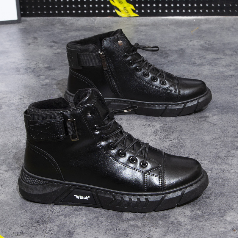 2024 Invierno nuevos zapatos de hombre Zapatos acolchados de algodón Zapatos altos de cuero zapatos casuales de los hombres de moda zapatos de cuero de los Hombres Calientes de dos algodón