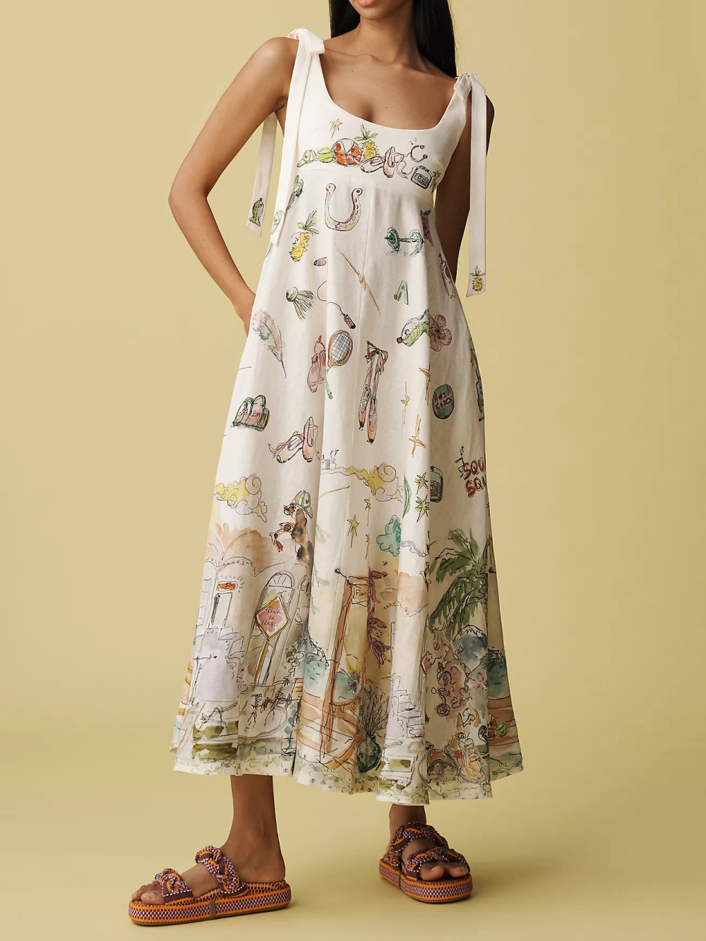 Women's Clothing Women's Fashion Printed Sundress Midi Skirt Style Vacation Wear Spring Summer For Formal & Casual For Women_ecoleips.com