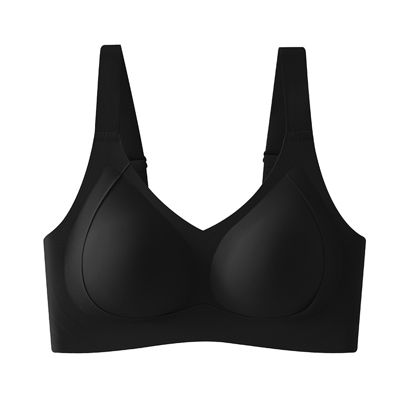 Gran tamaño de elevación de soporte suave ropa interior damas sin marcas sin anillo de acero sujetador recopilado anti-caída sujetador de copa fija