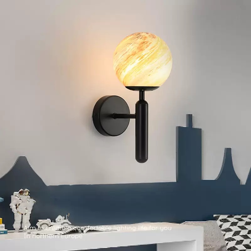 Lámpara de Pared Interior para Pasillo de Aluminio y Vidrio con Interruptor de Perilla para Dormitorio y Balcón
