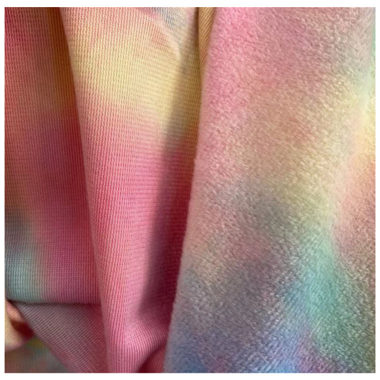 Tie-teñido de cristal super suave tela colorida tela de terciopelo de cristal felpa almohada zapatos bolsas franela corta en stock