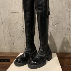 葡萄妈同款现货~新款马纹圆头显瘦百搭厚底粗跟过膝长靴女秋冬