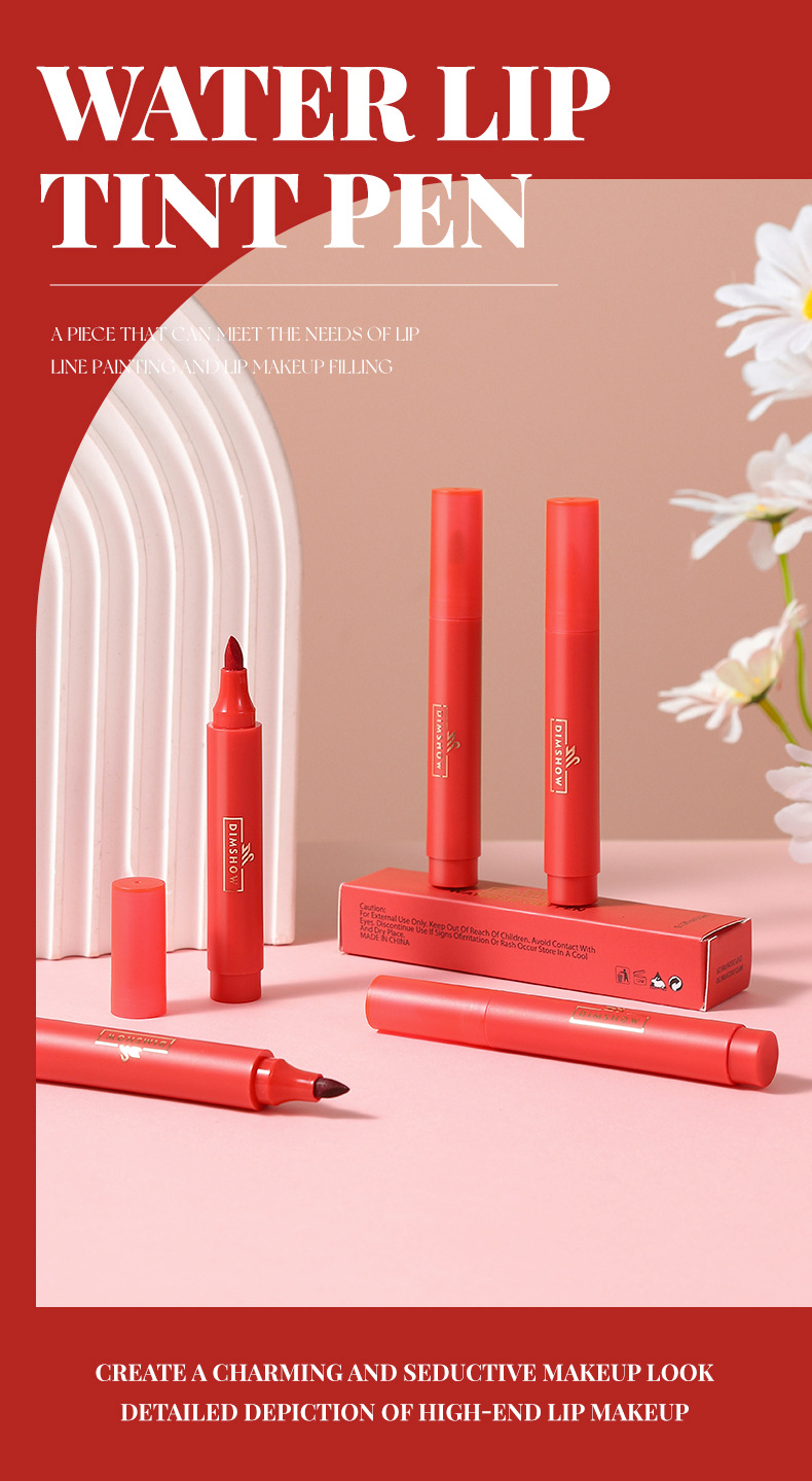 Cross-border DIMSHOW lipstick, water lip liner, lip gloss pen, matte finish, not easy to stick to cups, dye lip liquid Application Scenario