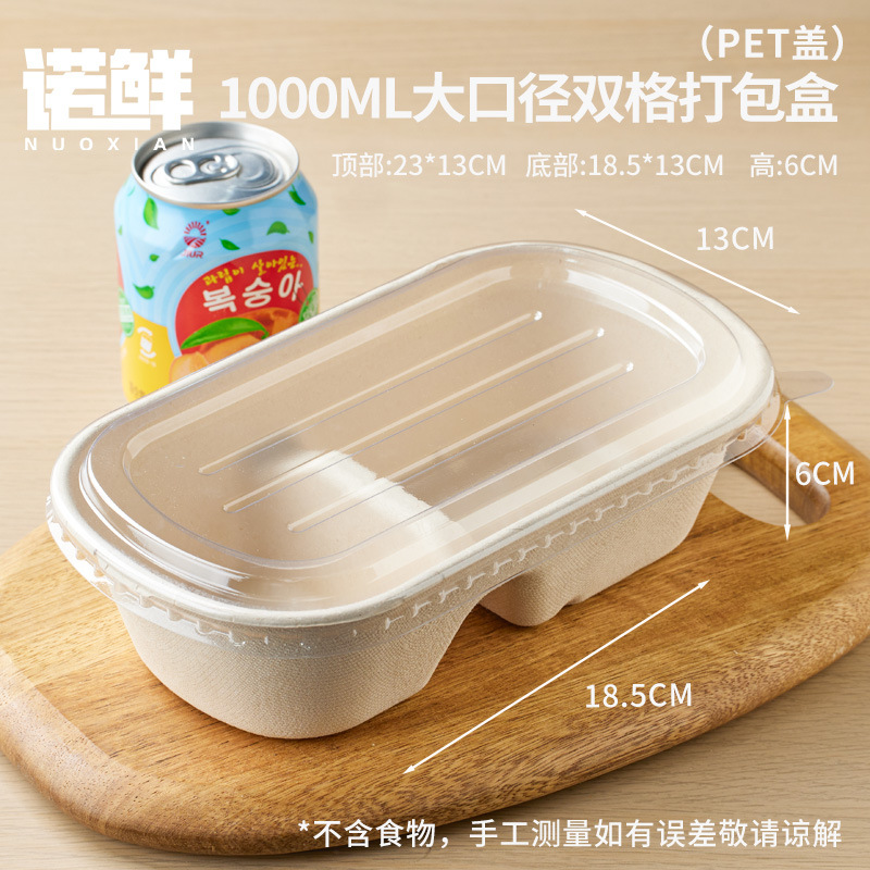 Caja de embalaje de frutas, caja de comidas desechable, viaje de primavera, picnic, camping, comida ligera, arroz cortado, doble división al aire libre