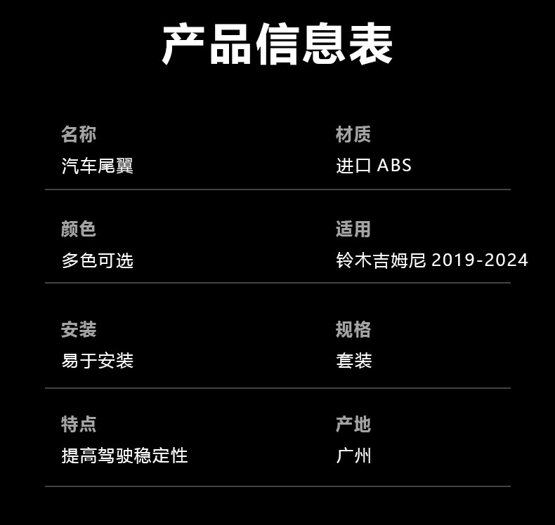 Applicable to the new Jimny modified tail 2019-24 new Jimny JB64/JB74 tail