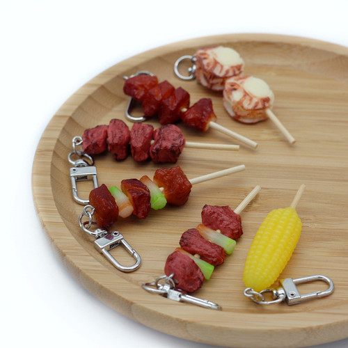 Simulated food mutton skewers bag decoration small gifts keychain ring hanging accessories Zibo barbecue model