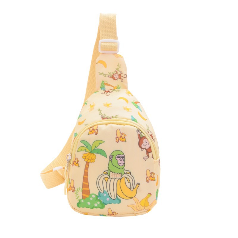 Caricatura lindo bolso de pecho infantil impresión extranjera de montaña y mar, bolso de mochila para niños y niñas, bolso de cambio de moda para niños