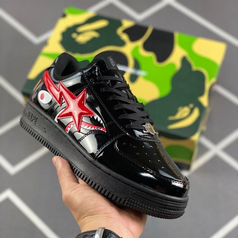 莆田工場直販 BAPESTA SK8 DUNK ストリートトレンド 黒と白のサメ カップル バイブ カジュアル シューズ|undefined