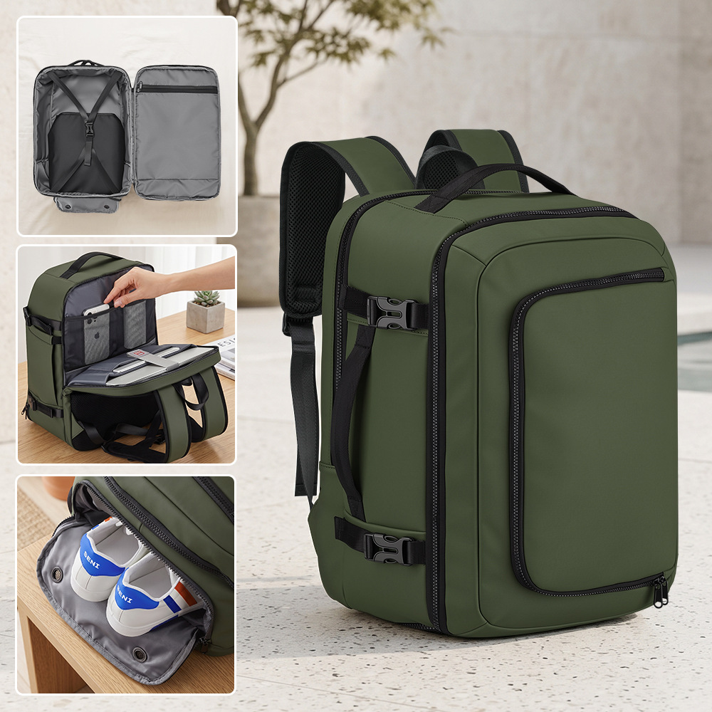 Yongsheng cross-border exclusive supply of men's computer backpack for business trips, large-capacity travel bag with waterproof layer and shoe compartment