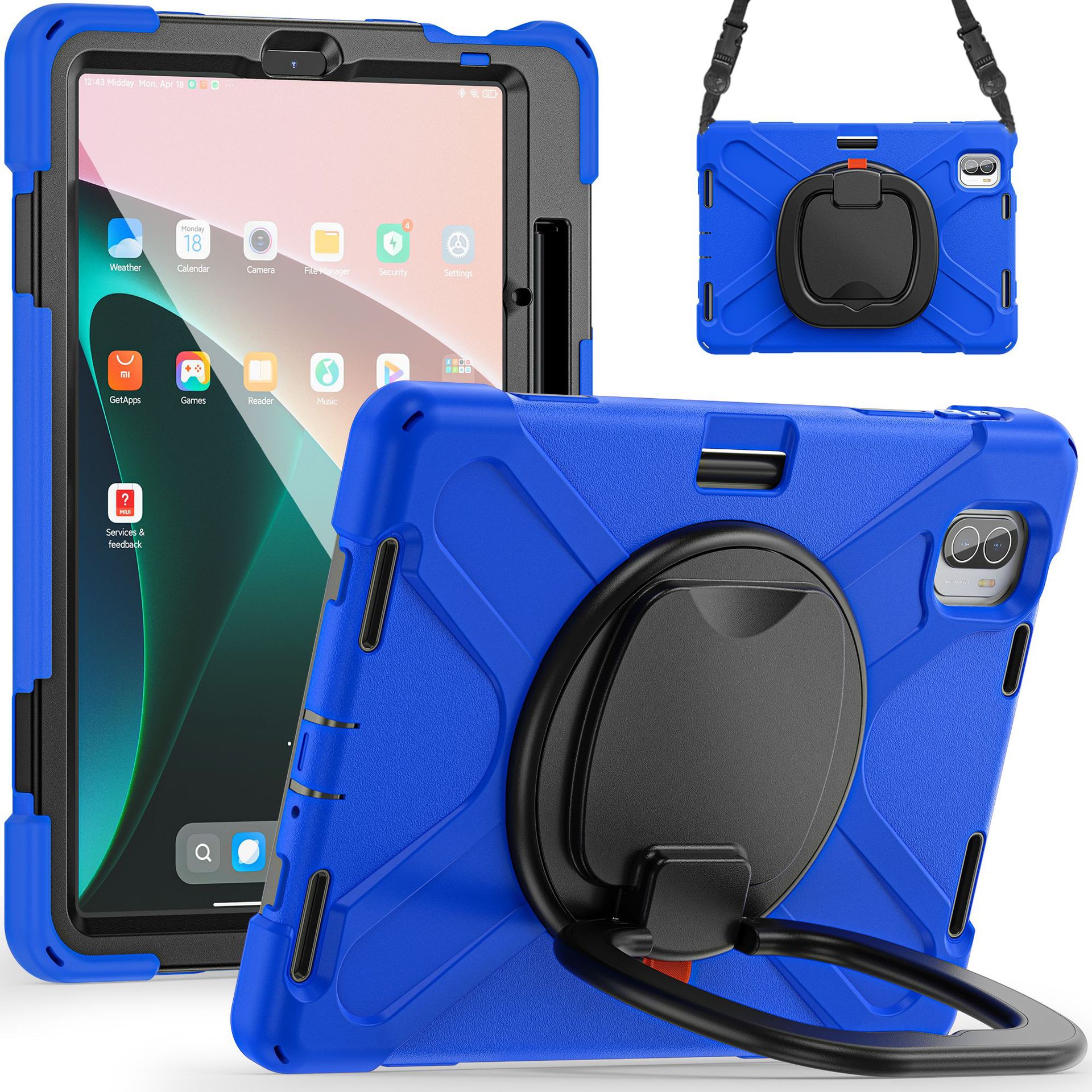 Mi Pad 5/5 Pro Satchel Tablet Protective Case Satchel Outdoor Shoulder Strap Anti-Fall Silicone Case