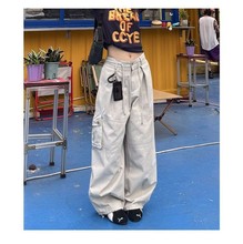 工装裤男女休闲宽松美式复古直筒抽绳显瘦百搭拖地长裤潮