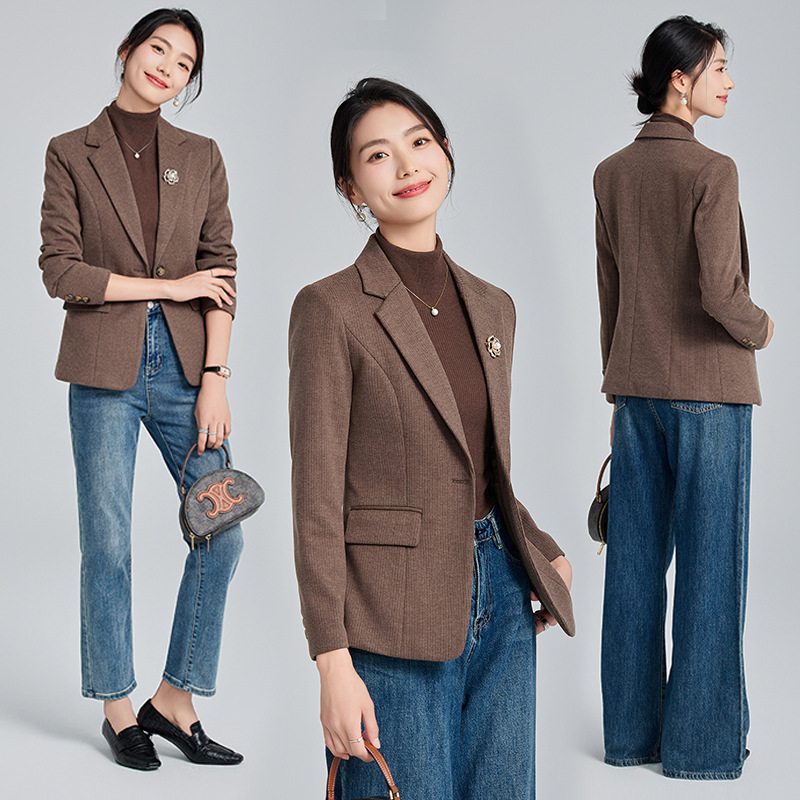 Khaki autumn classic suit jacket