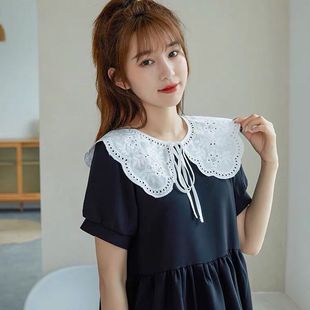 Summer Dress Small Shawl White Chiffon Embroidered Doll Collar Korean All-match False Collar Women's Lace Decorative Collar