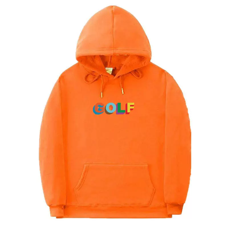 外贸批发 纯色抓绒连帽卫衣Golf wang字母印花男女宽松运动衫厂家