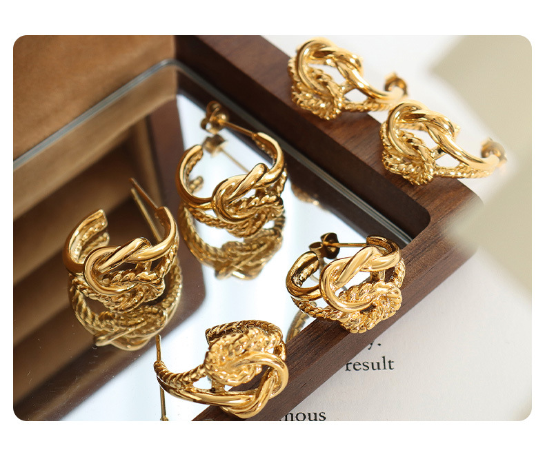 French Style Knot Titanium Steel Earrings Plating Stainless Steel Earrings