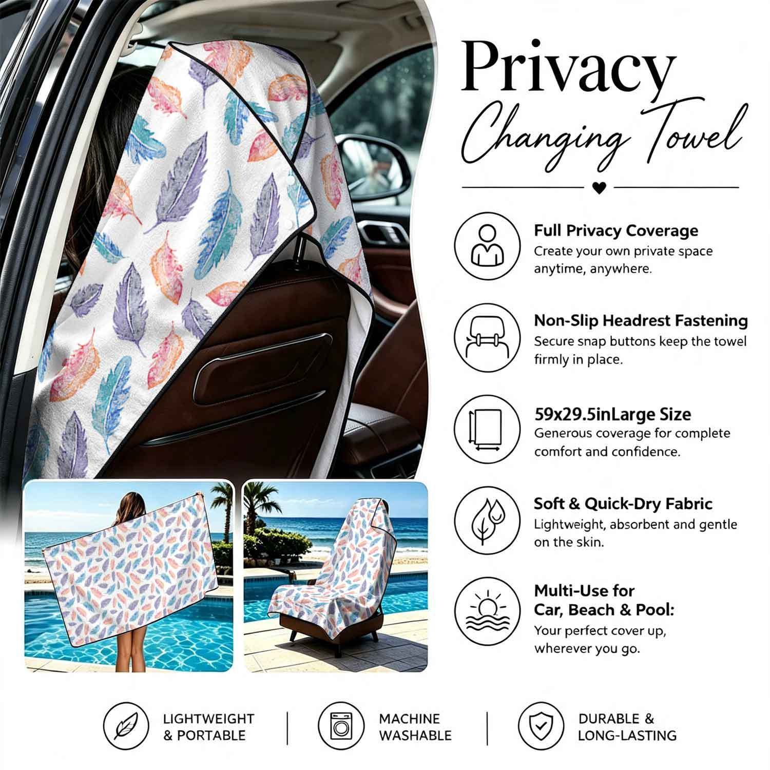 Geometric Bath Towel Car Seat Cover 2-in-1 Microfiber Outdoor Beach Car Dual-Use Universal Seat Cushion